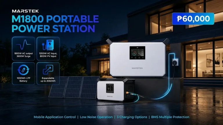 M1800 Portable Power Station SRP flyer showing ₱60,000