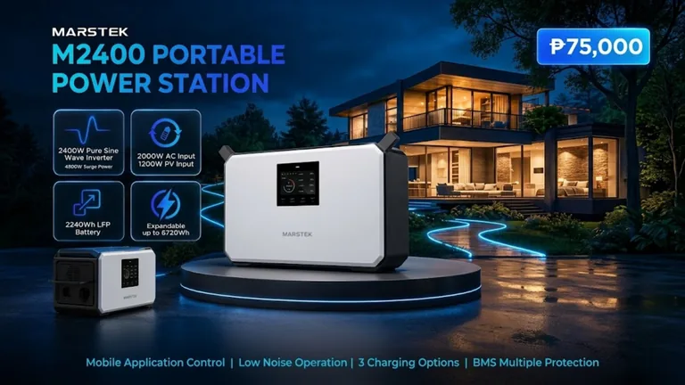 SRP flyer ng M2400 Portable Power Station na nagpapakita ng ₱75,000