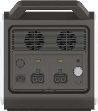 Gilid ng M2200 na may DC5525, PV input, touch switch, AC input at external battery port