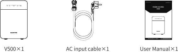 Packing list ng V500: V500, AC input cable, user manual